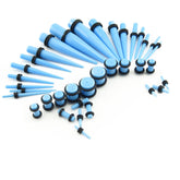 Honbay 36 Pieces Taper Kit with Plugs Double O-Rings 14G-00G Stretching Kit (36 PCS, Baby Blue)